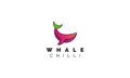 Modern Whale Logo combination of red chili