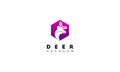 Abstract Deer Logo with Line and Hexagon Concept Royalty Free Stock Photo