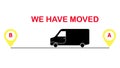 We have moved icon. Relocation. Changed address. Royalty Free Stock Photo