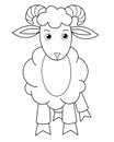 Ram, farm animal sheep - vector picture for coloring. Outline. Cute Sheep for children`s coloring book.