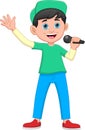 Cartoon boy singing on white background Royalty Free Stock Photo