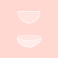 Empty, transparent, glass bowls of different shapes, isolated. Set of vector icons of kitchen utensils.