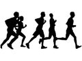 Set of silhouettes of running men and women. Royalty Free Stock Photo