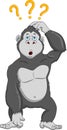 Cartoon confused gorilla on white background Royalty Free Stock Photo