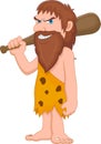Cartoon happy caveman on white background
