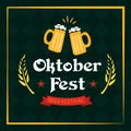 oktoberfest beer festival post banner template yellow green red Royalty Free Stock Photo