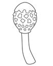 Parasol mushroom, still unopened Macrolepiota procera - vector linear picture for coloring. Outline. Mushroom variegated umbrella