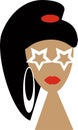 cartoon, illustration, vector, head, face, woman, icon, people, glasses, hair, person, design