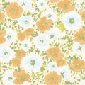 Vector flower illustration with pastel color seamless repeat pattern Royalty Free Stock Photo