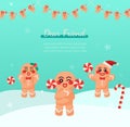 Gingerbread man template. Christmas character icon vector. Holiday winter celebration symbols flat layer design Royalty Free Stock Photo