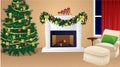 Christmas Background Scene with Living Room Royalty Free Stock Photo