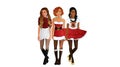 Girly Set of Female Characters Wearing Christmas Outfits