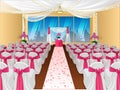 Wedding Venue with Altar and Chairs with Pink Bows