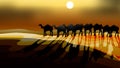 the group of walking camels