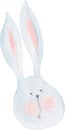 cute surprised rabbit head Watercolor illustration