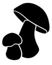 Boletus edulis, porcini forest mushrooms - vector silhouette picture with two mushrooms for logo or pictogram. Royalty Free Stock Photo