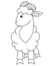 Ram, cute little sheep - vector linear picture for coloring. Outline. Royalty Free Stock Photo