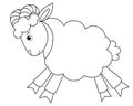 Running ram, farm animal - vector linear picture for coloring. Outline. Sheep, lamb - picture for coloring book Royalty Free Stock Photo