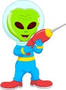 Cartoon alien holding gun