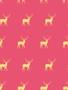 seamless yellow color deer on pink background