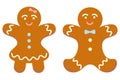 Gingerbread man and woman. Homemade Christmas cookies. Winter holiday celebration theme. Royalty Free Stock Photo