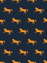 horse running seamless design and repeating pattern dark colors