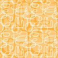 Organic lines and shapes in monochrome yellow seamless pattern