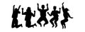 group of people jump silhouette