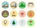 Set of camping equipment and objects in flat style Royalty Free Stock Photo