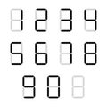 Digital numbers icon set template. Store price label for retail calculator digits display