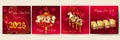 Set of square Chinese New Year greeting templates.