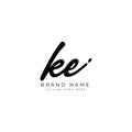 K E KE Initial letter handwritten and signature vector image in joining template logo