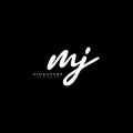 M J MJ Initial letter handwritten and signature vector image in joining template logo