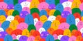 Diverse colorful people crowd seamless pattern illustration Royalty Free Stock Photo