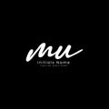 M U MU Initial letter handwritten signature vector image, modern style in joining template logo Royalty Free Stock Photo