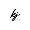 K J KJ Initial letter handwritten, signature vector image, modern style in joining template logo Royalty Free Stock Photo