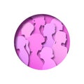 Pink women people group illustration inside paper cut circle Royalty Free Stock Photo