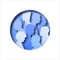 Diverse paper cut men people group illustration inside circle Royalty Free Stock Photo