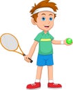 Little boy tennis player cartoon Royalty Free Stock Photo