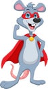 Cartoon cute mouse in superhero costume Royalty Free Stock Photo