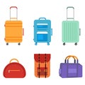 Set of different suitcases