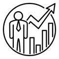 Outline icon for businessman selling career.