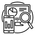Outline icon for business analytics search and mobile app. Royalty Free Stock Photo