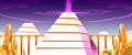 fantasy pyramid landscape with purple lava and purple rays coming out of the pyramids. Royalty Free Stock Photo