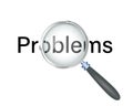 Problems Text focused with Magnifying Glass Vector Royalty Free Stock Photo