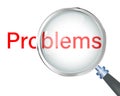 Problems Text focused with Magnifying Glass Vector Royalty Free Stock Photo