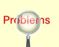 Problems Text focused with Magnifying Glass Vector Royalty Free Stock Photo