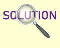 Solution  Text focused with Magnifying Glass Vector Royalty Free Stock Photo