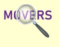 Movers  Text focused with Magnifying Glass Vector Royalty Free Stock Photo