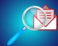 Mail email icon focused with Magnifying Glass Vector